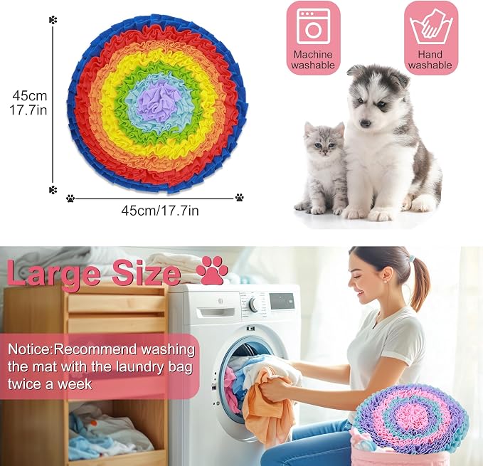 2 Pcs Snuffle Mat for Dogs, Pet Slow Feeding Interactive Toys for Smell Training, Foraging Skills, Suitable for Puppy or Cat (Large 45cm)