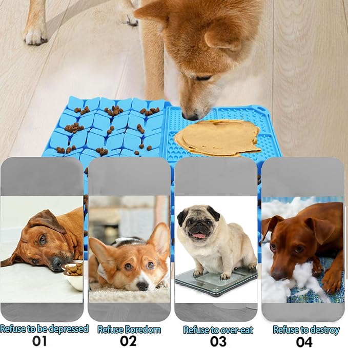 Silicone Snuffle Mat for Dog,Slow Feeder Lick Mat with Suction Cups for Slow Eating&Femont Silicone Snuffle Mat for Large Dogs