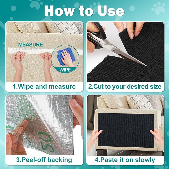 ENONCI Bed Cat Scratcher Pad,47.2"x15.8"Cat Scratching Mat,Self-Adhesive Trimmable Anti Scratch Bed Couch Wall Corner Furniture Protector from Cat Claws,Easy Use for Carpet/Door/Post