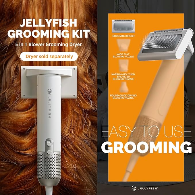 Jellyfish Professional Grooming Brush Nozzle Handhold Portable Dog Hair Dryer - Dog Hair Styling Blow Dryer Replacement Nozzle [Dryer Sold Separately]