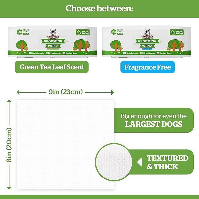 Pogi's Poop n' Wipe Travel Pack - 300 Unscented Dog Poop Bags with Handles and 120 Plant-based Green Tea Leaf Scented Grooming Wipes