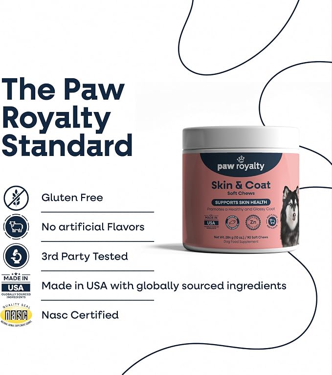Skin & Coat Support for Dogs | Omega-3 Fish Oil, Biotin & Vitamins A & D3 for Healthy Skin, Shiny Coat & Essential Nutrient Balance | Beef Flavor Soft Chews, 90 Count