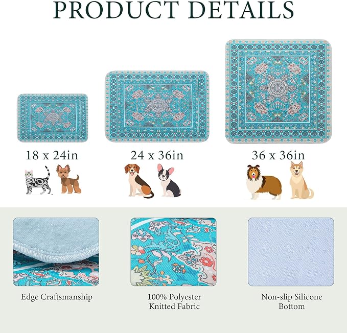 Homimp Washable Pee Pads for Dogs, 4 Pack Reusable Puppy Pads, Absorbent and Leakproof Dog Pee Pads, Non Slip Puppy Training Pads, Pet Mat for Floor, Crate, Couch, Whelping, 18"x24"