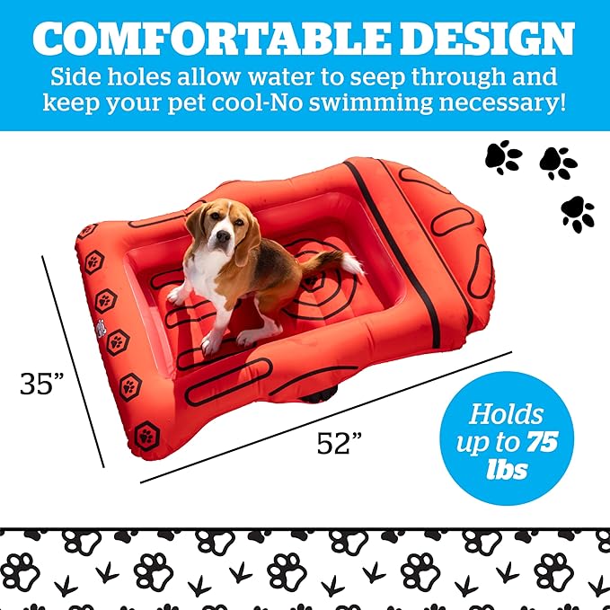 BigMouth Inc. Pool Float for Dogs, Durable Inflatable Vinyl Raft for Small to Medium Sized Dogs