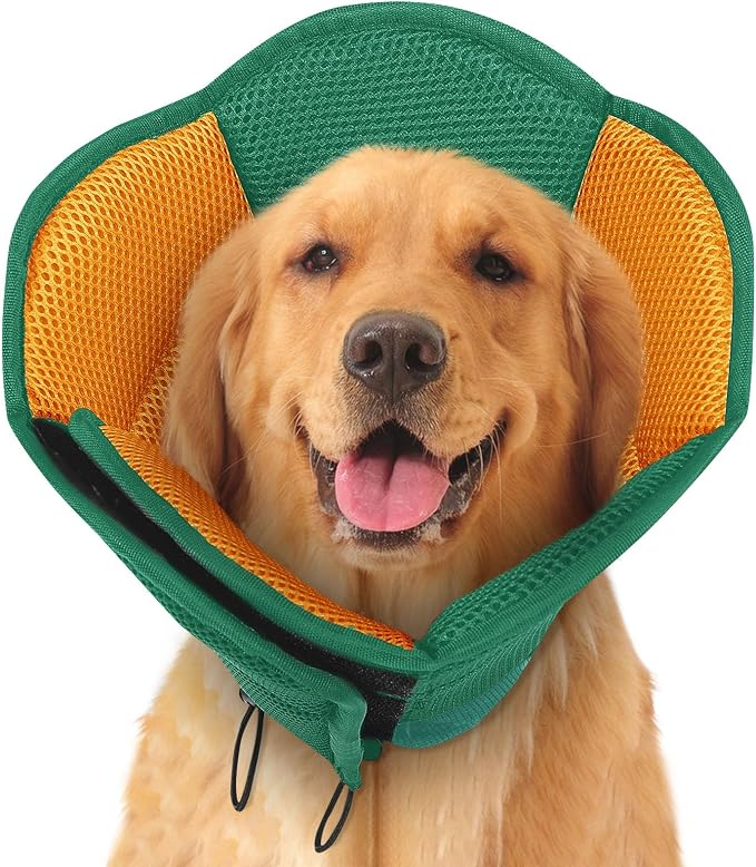 Dog Cone - Soft Cone for Dogs to Stop Licking, Pet E-Collar Alternative After Surgery, Adjustable Pet Recovery Collar for Wound Healing, Pine Green Large