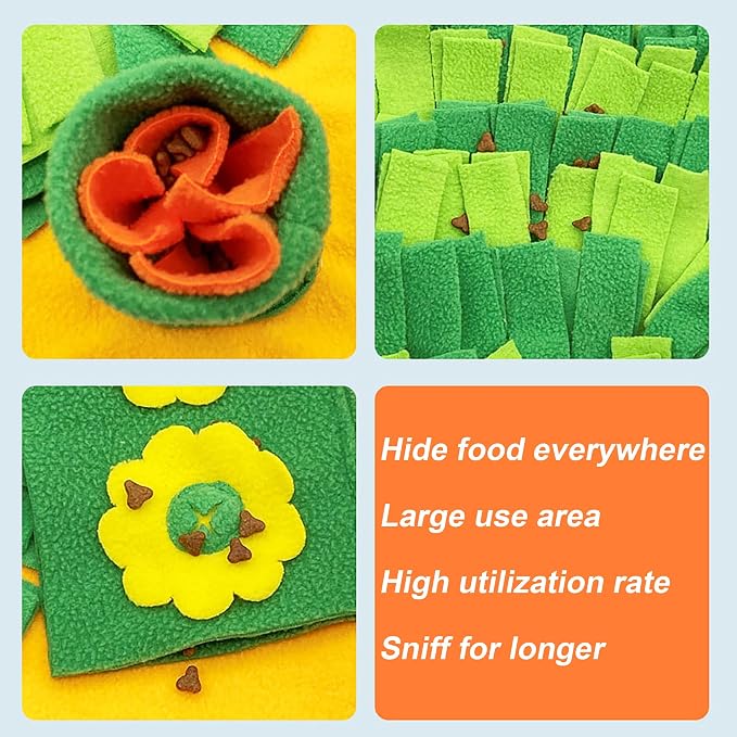 Pet Olfactory Feeding Pad Training Mat Dogs Cats Interactive Puzzle Toy Natural Foraging Tool Slow Feeding Snack Hiding Blanket (Spring)