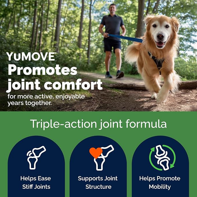 YuMOVE Advanced Vet Strength Hip & Joint Supplement for Dogs - ActivEase Green Lipped Mussel, Glucosamine, Hyaluronic Acid & Omega 3 for Serious Mobility Support (180ct Chews, Advanced Strength)