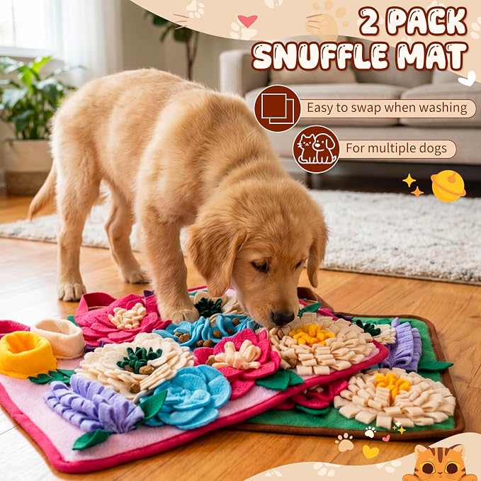Yinkin 2 Pack Rabbit Foraging Mat for Small Animals Puzzle Toys Interactive Nosework 15.4 x 13.7 inches Feeding Mat for Bunny Hamsters Guinea Pigs Chinchillas(Fashion Style)