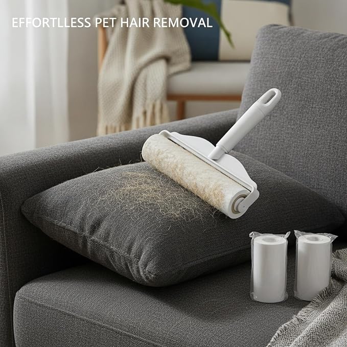 Lint Roller with Replaceable Sticky Refill, PP Plastic Handle for Pet Hair and Lint Removal from Clothing and Furniture
