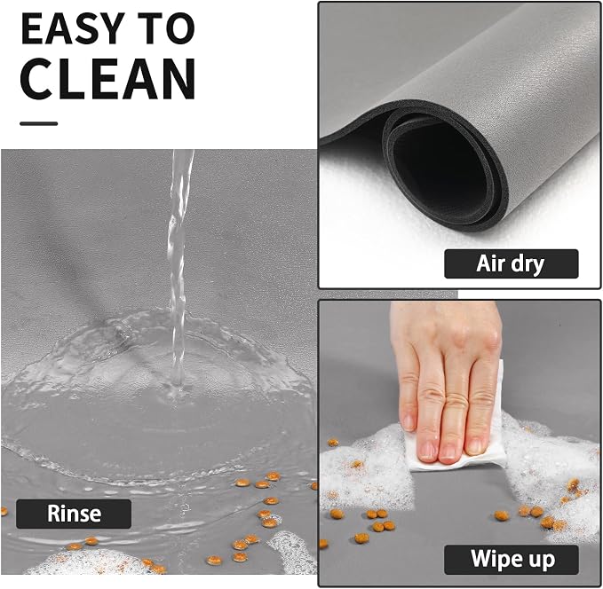 HotLive Dog Food Mat - Absorbent Cat Mat for Food and Water, No Stains Pet Feeding Bowl Mat, Easy to Clean Pet Placemats, Quick Dry Dog Water Dispenser Mat for Messy Drinkers | Grey 16"x 24"