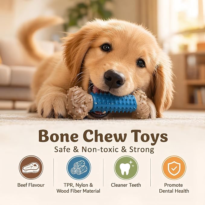 Dog Lick Bowl with Bone Chew Toy, BPA Free Silicone Slow Feeder Dog Bowl, Lick Mat for Dogs with Strong Suction, Dog Freezer Bowl for Anxiety Relief, Paw Calm, Dishwasher (Blue, S)