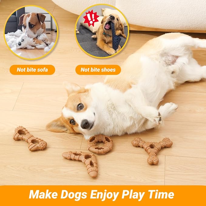 Puppy Chew Toys 6 Pack, Indestructible Dog Toy for Small Dogs, Dog Bones for Aggressive Chewers Puppy Teething Toys to Keep Them Busy, 30lbs and Under
