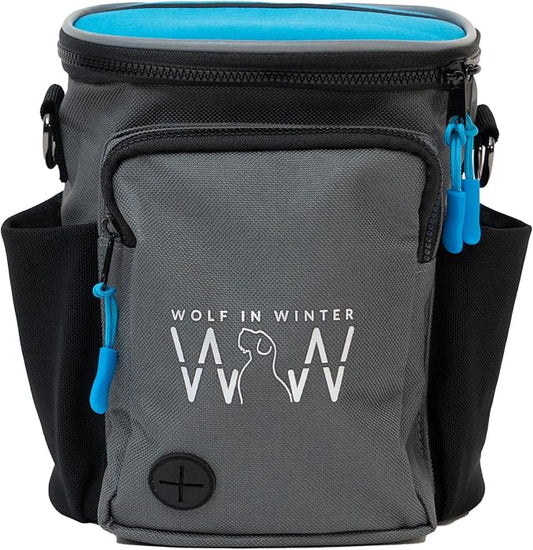 Multipurpose Pro Dog Treat Bag with Neoprene Split Top Dog Training Treat Pouch Bag with Shoulder Strap, Belt and Clip and Exterior Storage Pocket (Alpine Blue)