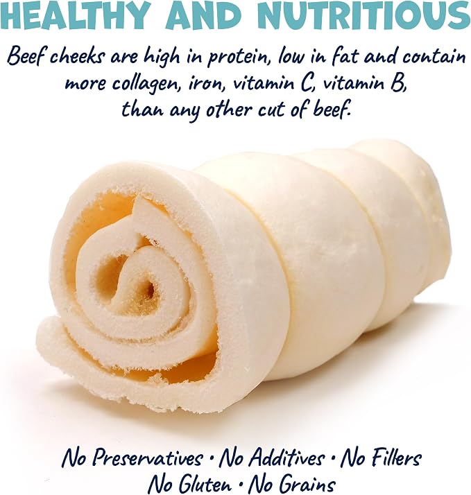 Pack Approved Long Lasting Dog Chews Bundle - Beef Cheek Rolls & Bull Beef Twists for Medium to Large Dogs