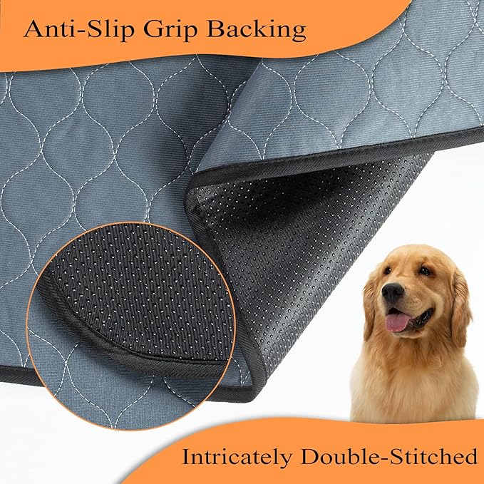 Bunlitent Washable Pee Pads for Dogs 5 Pack, 34x36 Reusable Puppy Pads with Quick Dry, Anti-Slip, Ideal for House Training, Crate & Whelping, Dog Carpet