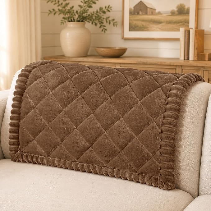 Smiry Couch Cover for Dogs, Non Slip Washable Pet Sofa Protector for Large Dogs, Cats, Fuzzy Plush Sofa Covers Backrest & Armrest, Against Fur, Dirt & Scratch Resistant, Brown, 35.4"×35.4"