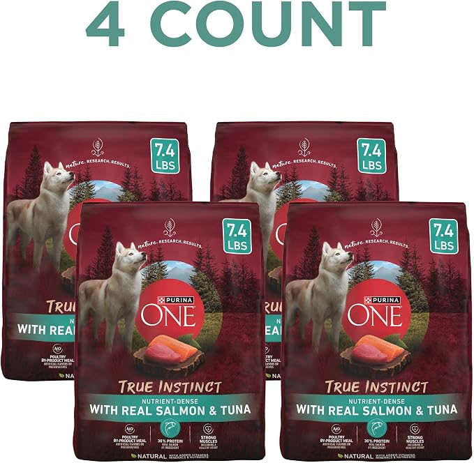 Purina ONE True Instinct With Real Salmon and Tuna Natural With Added Vitamins, Minerals and Nutrients High Protein Dog Food Dry Formula - 27.5 lb. Bag