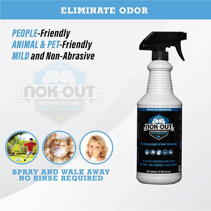 NOK OUT Odor Remover, Pet Deodorizer and Cleaning Spray, Made in the USA, 16 Fluid Ounce Spray and 1 Gallon Set
