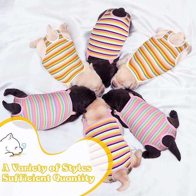 Nuanchu 3 Pcs Female Dog Diaper Sanitary Panties with Adjustable Suspender, Washable Reusable Doggie Diapers for Small Medium Large Dog in Heat Period Menstrual Pet Cats Ducks(Rainbow Pattern,M)