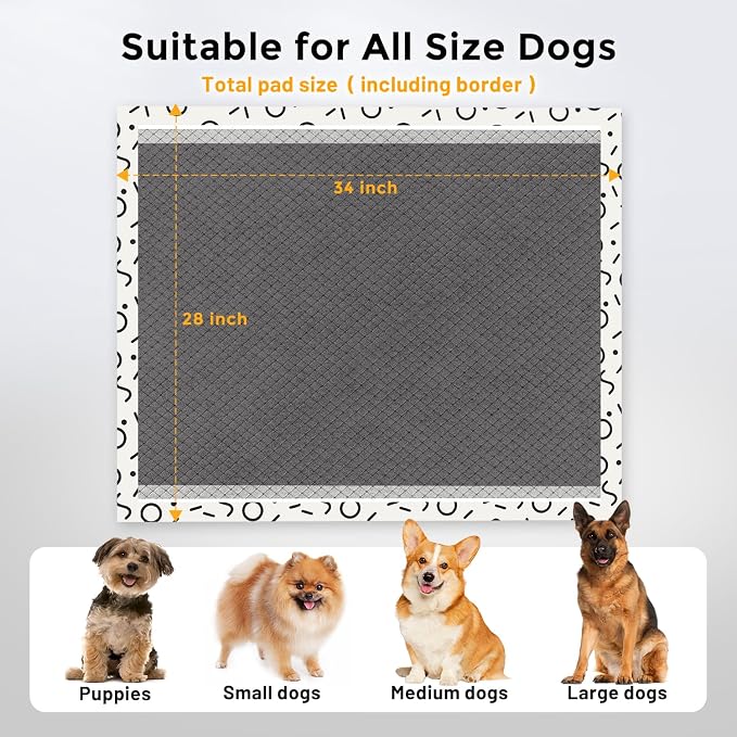 ZOMISIA Charcoal Puppy Pee Pads for Dogs Extra Large, 28"x34" 30 Counts + 1 Extra Health Monitoring Pad - XL Dog Potty Training Pads Disposable, Odor-Control, Super Absorbent Leak-Proof