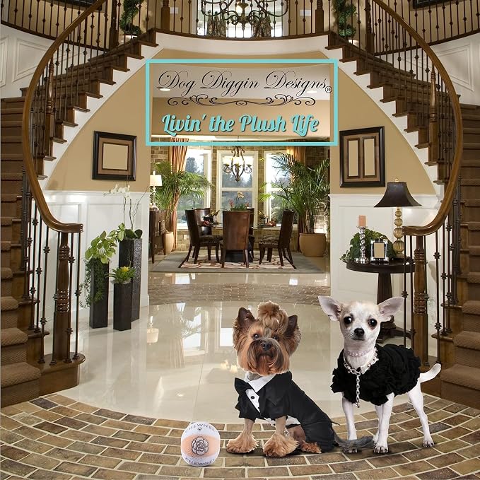 Dog Diggin Designs Chewnel Collection – Set of 2 Unique, Squeaky, Parody Plush Toys That Includes a Chewnel Bone and a Chewnel Ball
