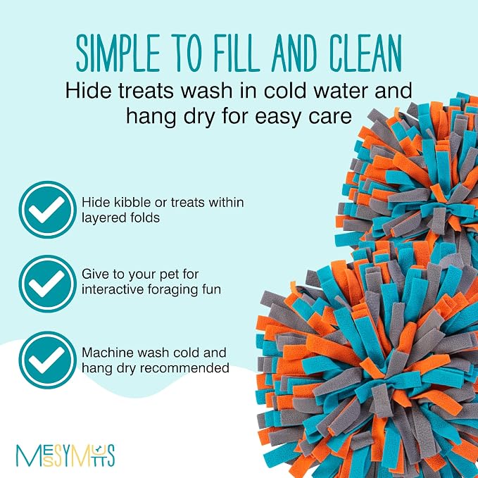 Messy Mutts Round 15” Forage Mat with No-Slip Suction Cups | Snuffle Mat Puzzle for Dogs | Stimulating Sniffing Interactive Puzzle for Dogs