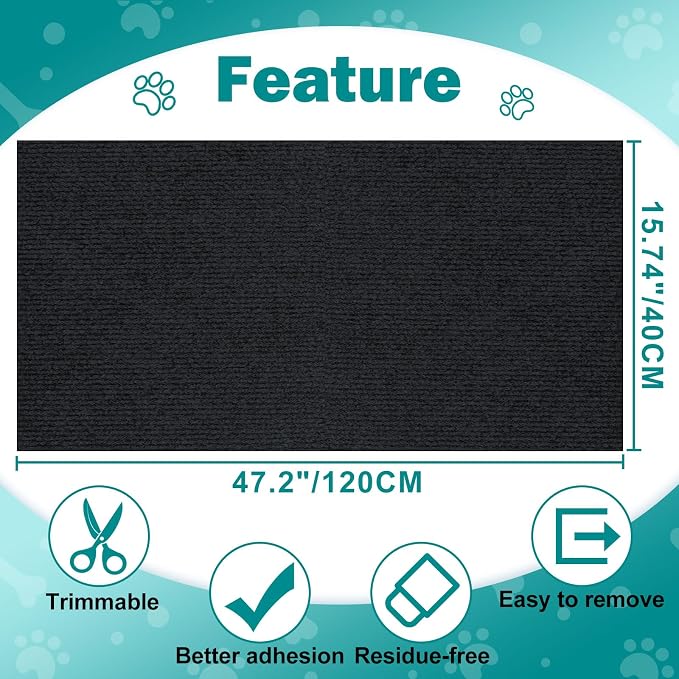 ENONCI Bed Cat Scratcher Pad,47.2"x15.8"Cat Scratching Mat,Self-Adhesive Trimmable Anti Scratch Bed Couch Wall Corner Furniture Protector from Cat Claws,Easy Use for Carpet/Door/Post