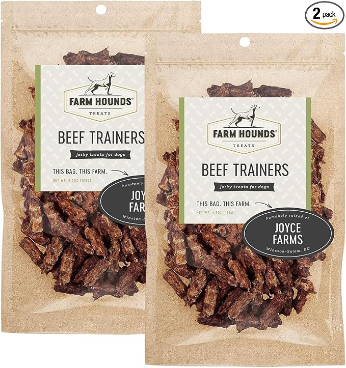 Farm Hounds - Beef Trainers - Premium Natural Beef Jerky for Dogs - Made from 100% Humanely Raised Cattle - Easy-Break - Great for Training & Treats - No Added Fillers - Made in USA - 4.5 oz - 2 Pack