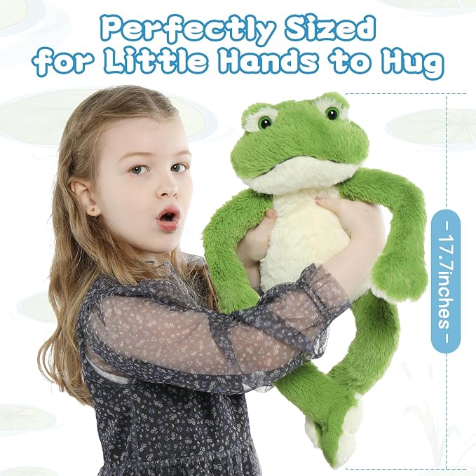 Muiteiur 17.7 Inch Plush Frog Stuffed Animal, Cute Frog Soft Toy with White Belly, Stuffed Frog Plush Toy Gift for Kids Girlfriend