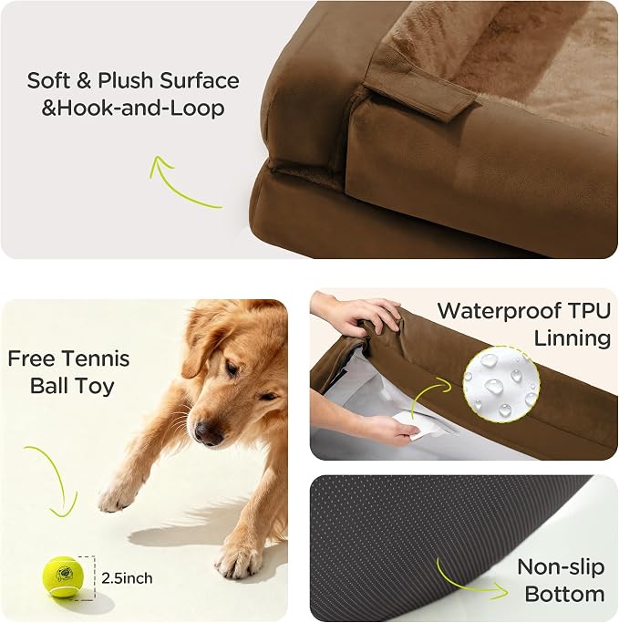 Dog Bed for Medium Large Size Dogs - Memory Foam Soft Pet Couch Sofa with Removable Cover Waterproof Bolster,30 x 20