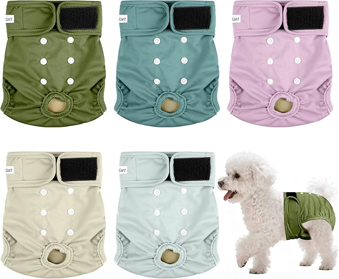 Dog Diapers Female 5pcs,Reusable Dog Doggie Puppy Doggy Diapers Female, Period Panties in Heat, Large