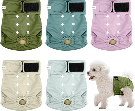 Dog Diapers Female 5pcs,Reusable Dog Doggie Puppy Doggy Diapers Female, Period Panties in Heat, Large