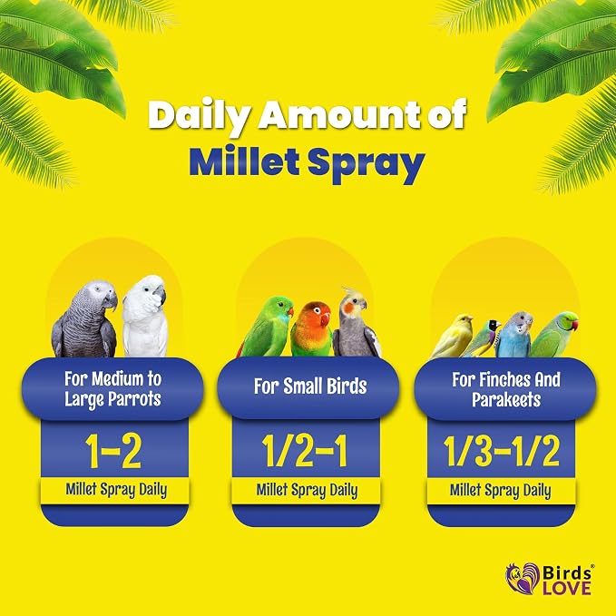 1lb Economy & Special Spray Millet for Birds – GMO-Free, No Stems (Only Edible Tops) – 100% Natural Sun-Dried Foraging Treat for Cockatiels, Lovebirds, Parakeets, Finches & Canaries
