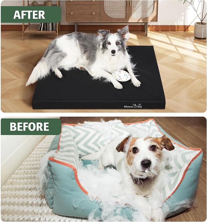 KHONSU PET Durable Outdoor Dog Bed Waterproof Dog Crate Mat Tough Dog Crate Bed up to 130 lbs XXXL Large Dogs with Washable Cover