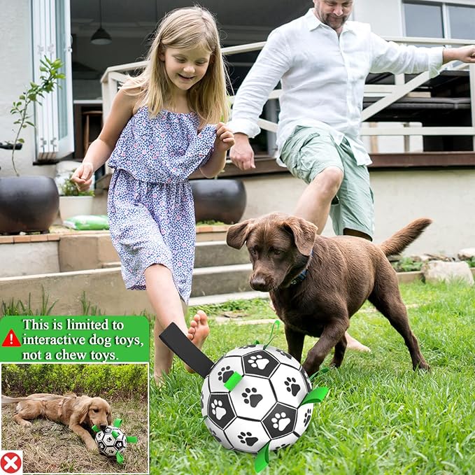 Amasiver Dog Soccer Ball Toys, World Cup Dog Soccer Ball with Straps, Puppy Birthday Gifts, Water Toy, Herding Ball, Durable Balls for Small Medium Pet, Puppy Outdoor Toy (6 Inch-Medium)
