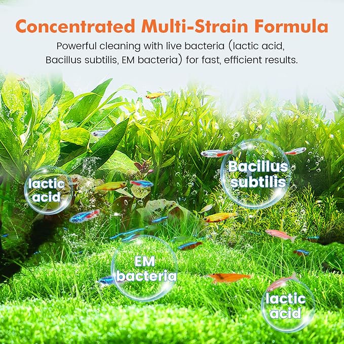 hygger Aquarium Water Bio-Clarifier, Reducing Fish Waste and Cleaning Organic Sludge, Natural Fish Tank Aquarium Leave-in Waste Management Solution for Freshwater and Saltwater Tanks, 300 ML