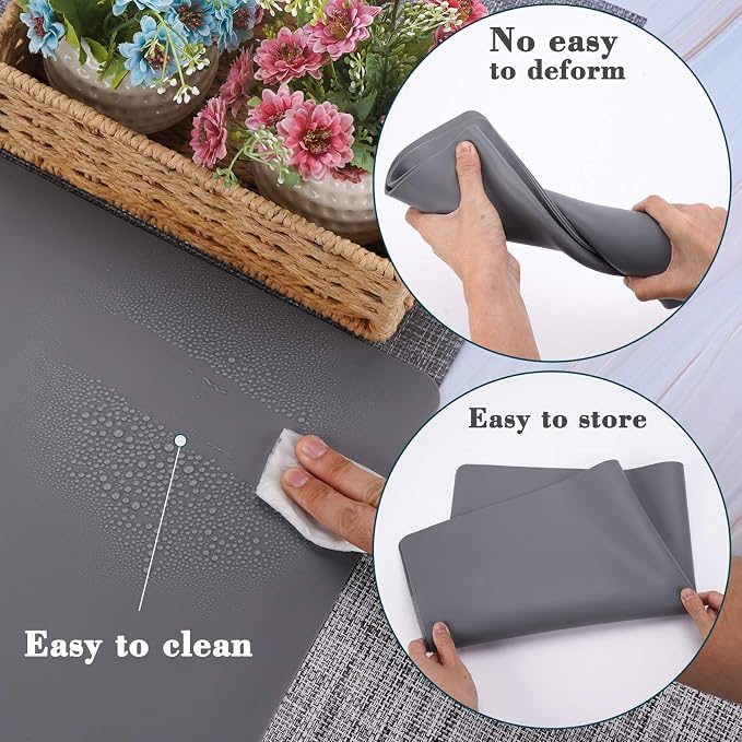 Gartful Silicone Mat Dark Gray 31.5" x 23.6" x 0.07", Large Crafts Sheet, Desk Work Pad, Countertop Protector, Heat Resistant Table Placemat, Resin Casting Molds, Nonstick