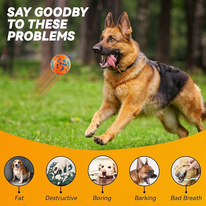 FUSOTO 3Pcs Dog Balls, Durable Bouncy Tennis Balls for Dog Aggressive Chewers, for Large Medium Small Dog Puppy Fetch