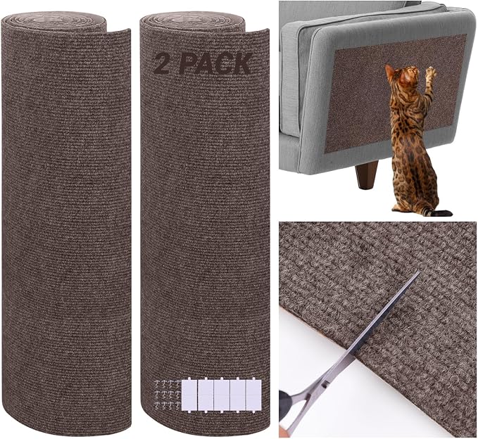 2 Pack Cat Scratch Furniture Protector Trimmable DIY Climbing Scratching for Indoor Couch Protector from Cat Claws, Walls and Tower Replacement (Brown, 15.7’‘ x 78.7'')