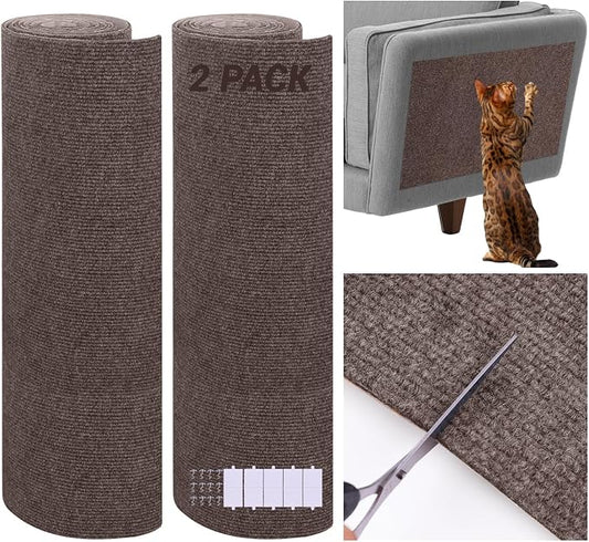 2 Pack Cat Scratch Furniture Protector Trimmable DIY Climbing Scratching for Indoor Couch Protector from Cat Claws, Walls and Tower Replacement (Brown, 15.7'' x 39.3'')