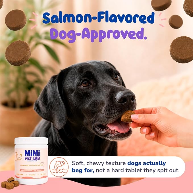 Skin and Coat Supplement for Dogs - Wild Alaskan Salmon Oil Soft Chews with Omega 3 EPA DHA, Zinc & Biotin - Dog Skin Support for Itchy Skin, Shedding & Shiny Coat - 90 Salmon Chews