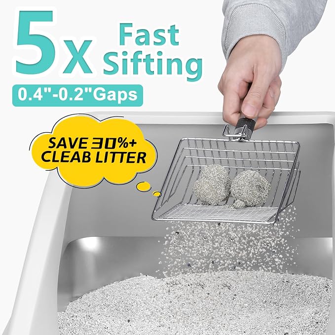 AIPERRO Stainless Steel Litter Box | XL and Small Metal Litter Box with High Sided | Anti-Urine Leakage| Non-Stick Bottom
