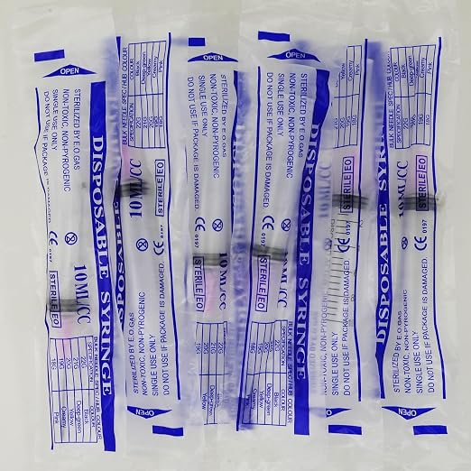 15 Pack 10ml 18Ga Plastic Syringe with Measurement for Scientific Labs and Industrial Dispensing, Disposable Individually Wrapped (15, 10ml-18Ga)