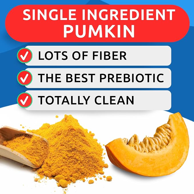 Pumpkin for Dogs + Dog Probiotics Chews Bundle - Constipation, Upset Stomach + Gas, Allergy - Pure Pumpkin Powder + Digestive Enzymes, Prebiotics - Improve Digestion - 8.1oz + 120 Chews - Made in USA