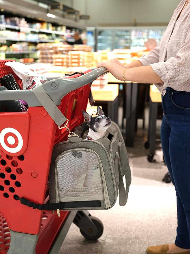 Jokari Cart Cruiser Airline Approved Pet Carrier for Versatile Travel in Car, Airplane, or Shopping Cart. Light and Compact Pet Accessories. Strap Attachments, Anti-Scratch Mesh with Top and Side Open