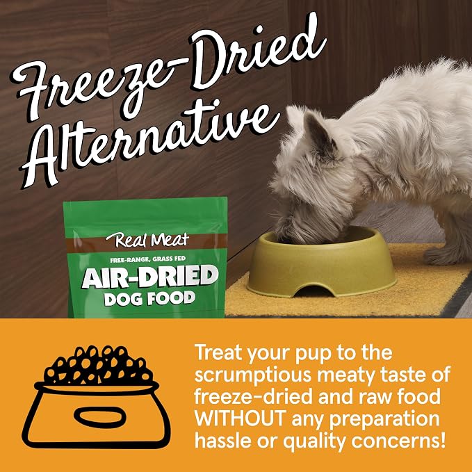 TRMC Real Meat Air Dried Dog Food w/Real Beef - 2lb Bag of USA-Crafted Grain-Free Real Meat Dog Food Sourced from Hormone-Free, Free-Range, Grass-Fed Beef - Digestible, All Natural, High Protein Beef