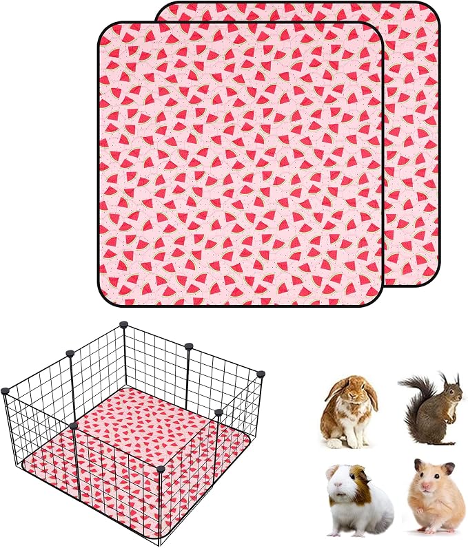 2 PCS Guinea Pig Cage Liner, Reusable Waterproof Guinea Pig Liner, Washable Small Animals Bedding, Super Absorbent Pet Pee Pads Guinea Pig Mats, Rabbit Mats for Cages (24 * 24 inch)