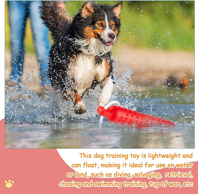 Blueweenly 6 Pcs Dog Bumper Toy for Water Retrieving Plastic Puppy Training Dummy Dog Float Toy Lightweight for Float on The Water Pool Outdoor Training Hunting Fetching (Red,Orange)