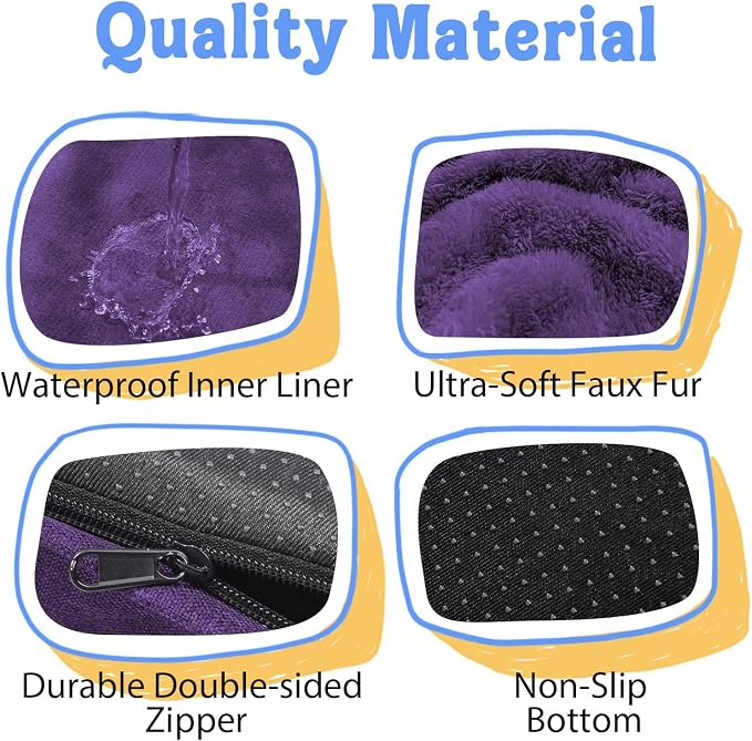 Chez Paw Orthopedic Dog Bed for Medium & Large Dogs, Waterproof Egg-Crate Foam Dog Bed with Removable Washable Cover, 4-Sided Bolster Support & Non-Slip Bottom, Purple 36"x27"x7"