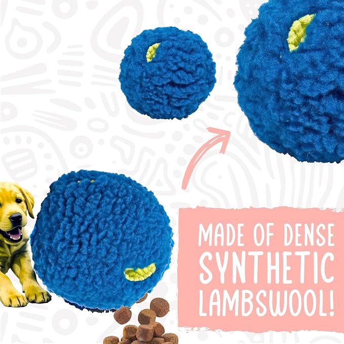 HuggleHounds Plush Ball Dog Toy & Treat Dispensing Ball - Interactive Enrichment Toys for Dogs, Durable Stuffed Soft Plush for Small and Large Breeds - 8" HuggleFleece, Large